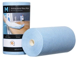 Antibacterial Wavy Wipes Roll 80gsm- Blue - 300 x 500
