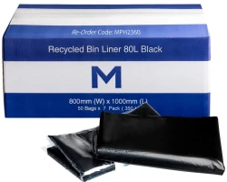 Recycled Bin Liner 80L - Black - 800 x 1000