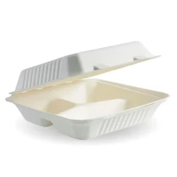 Sugarcane 8x8x3 Inch 3-Compartment Container 900ml
