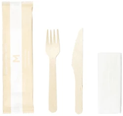 Wooden Cutlery Sets - Fork Knife Napkin